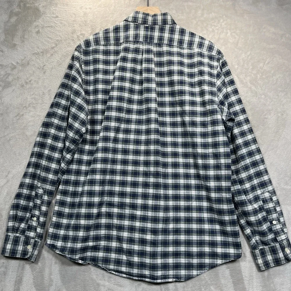 Ralph Lauren Shirt Mens XL Custom Fit Blue Green Plaid Button Down
